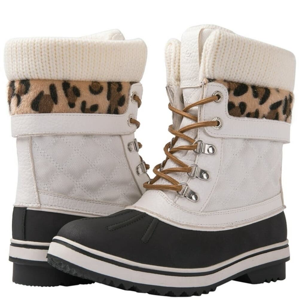 GLOBALWIN Snow Boots For Women White Women's Winter Boots 9